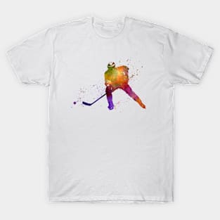 Man hockey player in watercolor T-Shirt